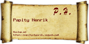 Papity Henrik névjegykártya